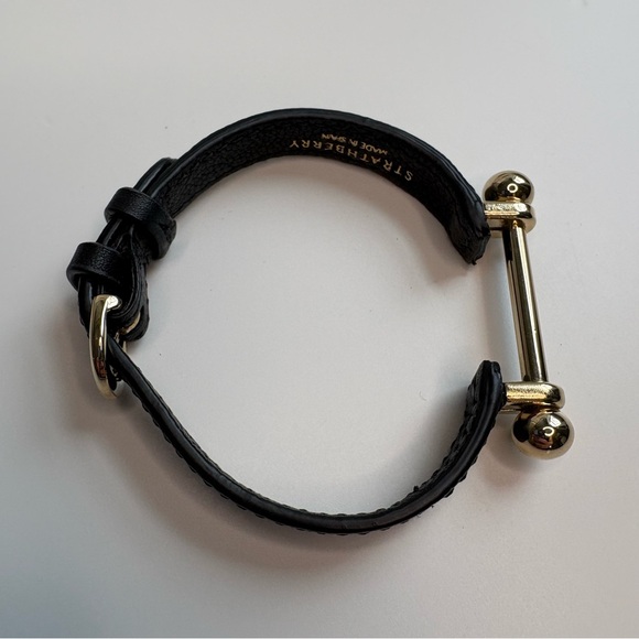Strathberry Music Bar Black Leather Bracelet - Picture 9 of 13